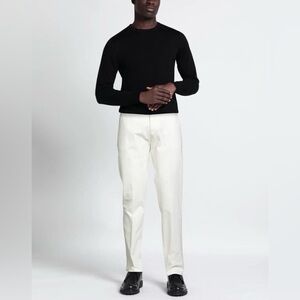 Borrelli Napoli White Cotton Ivory Men's Trousers Small ($412)